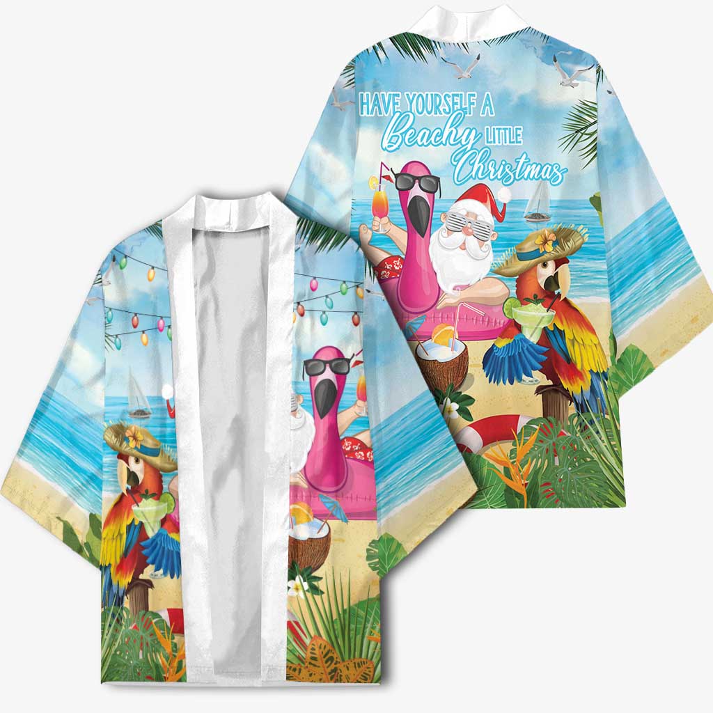 Have Yourself A Beachy Little Christmas Kimono with Santa Chilling - Wonder Print Shop