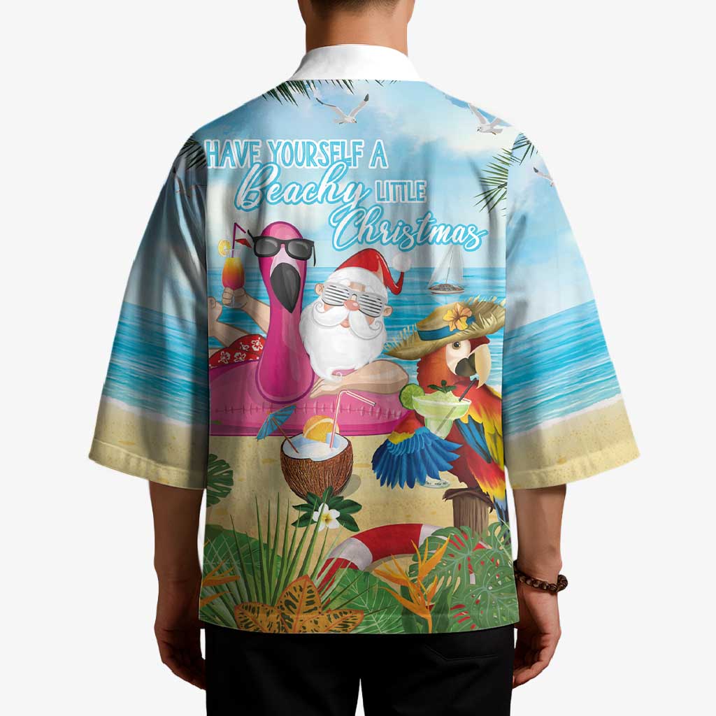 Have Yourself A Beachy Little Christmas Kimono with Santa Chilling - Wonder Print Shop