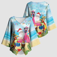 Have Yourself A Beachy Little Christmas Kimono Sleeve Blouse with Santa Chilling - Wonder Print Shop