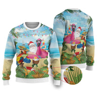 Have Yourself A Beachy Little Christmas Ugly Christmas Sweater with Santa Chilling - Wonder Print Shop