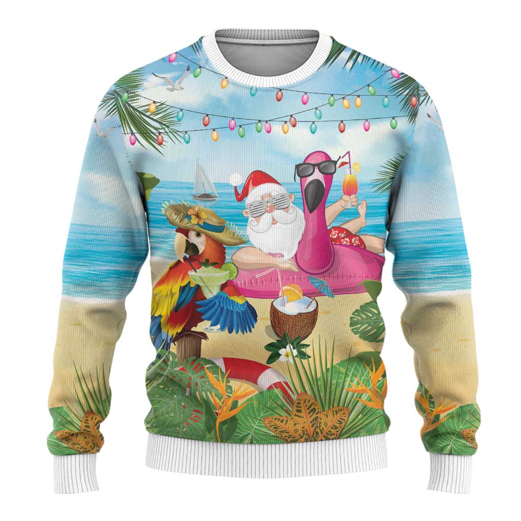 Have Yourself A Beachy Little Christmas Ugly Christmas Sweater with Santa Chilling - Wonder Print Shop