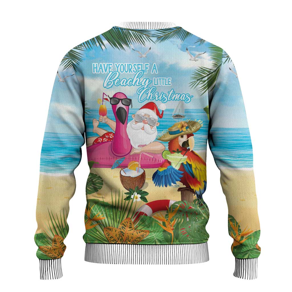 Have Yourself A Beachy Little Christmas Ugly Christmas Sweater with Santa Chilling - Wonder Print Shop