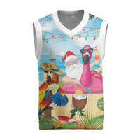 Have Yourself A Beachy Little Christmas Knitted V-Neck Vest with Santa Chilling - Wonder Print Shop