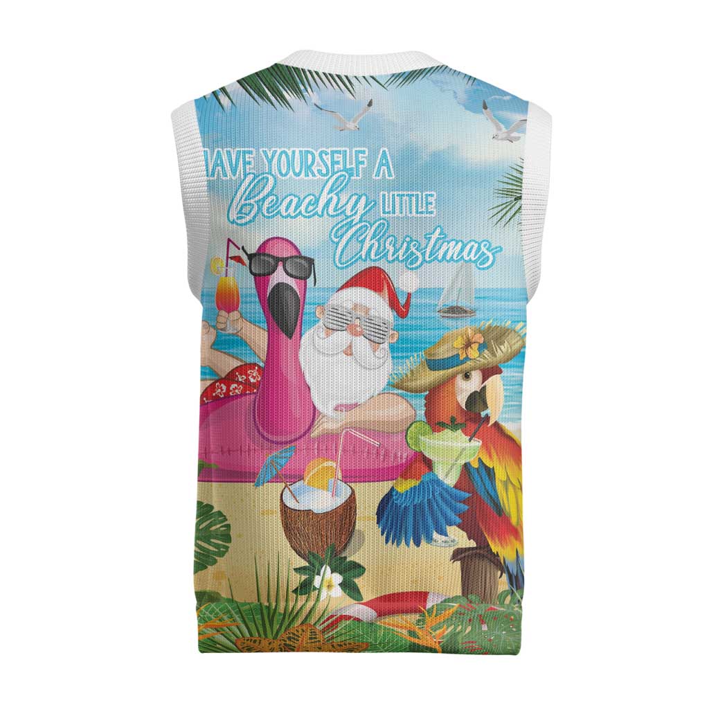Have Yourself A Beachy Little Christmas Knitted V-Neck Vest with Santa Chilling - Wonder Print Shop