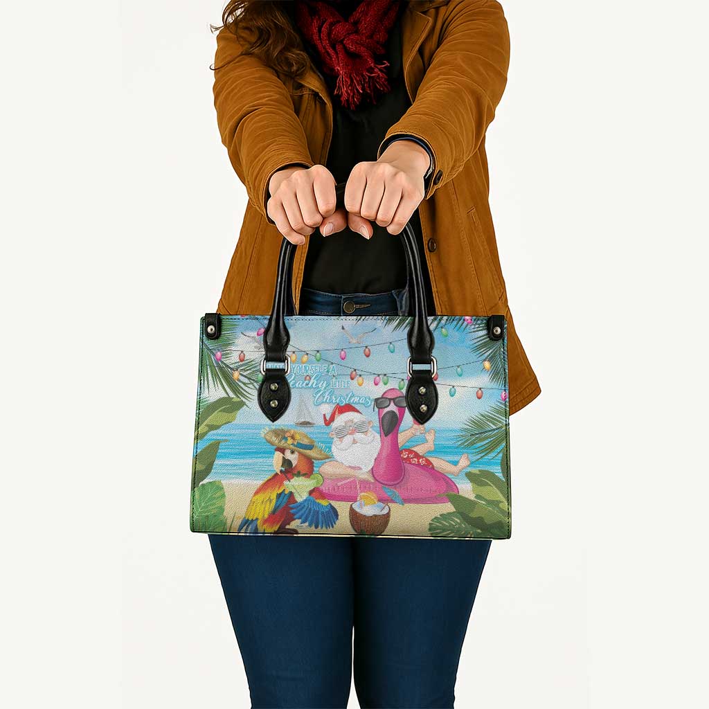 Have Yourself A Beachy Little Christmas Leather Bag with Santa Chilling - Wonder Print Shop