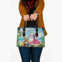 Have Yourself A Beachy Little Christmas Leather Bag with Santa Chilling - Wonder Print Shop