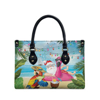 Have Yourself A Beachy Little Christmas Leather Bag with Santa Chilling - Wonder Print Shop