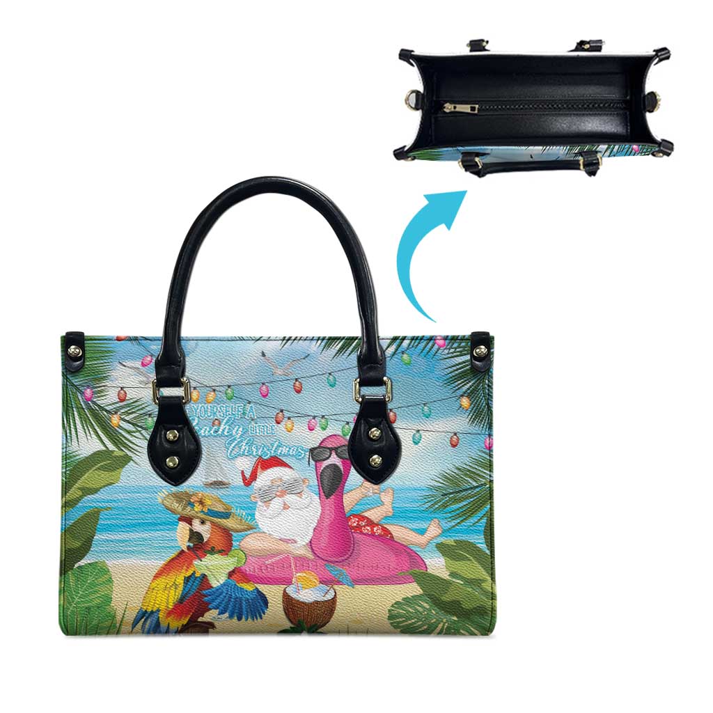 Have Yourself A Beachy Little Christmas Leather Bag with Santa Chilling - Wonder Print Shop