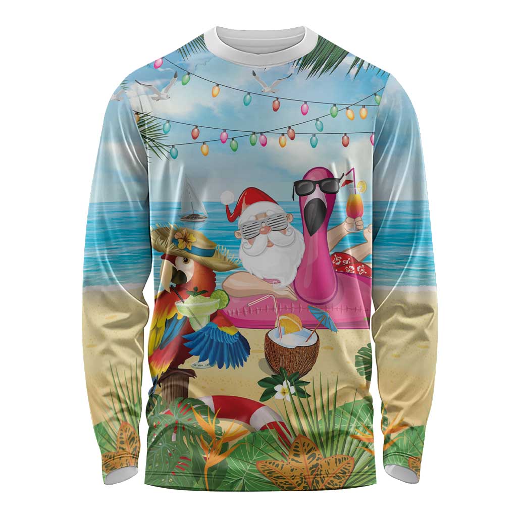 Have Yourself A Beachy Little Christmas Long Sleeve Shirt with Santa Chilling - Wonder Print Shop