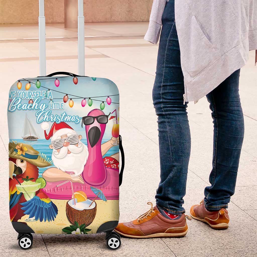 Have Yourself A Beachy Little Christmas Luggage Cover with Santa Chilling - Wonder Print Shop
