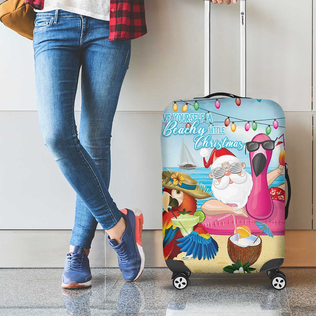 Have Yourself A Beachy Little Christmas Luggage Cover with Santa Chilling - Wonder Print Shop