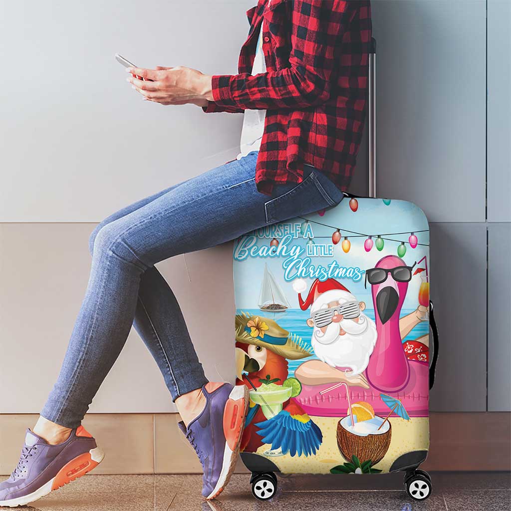 Have Yourself A Beachy Little Christmas Luggage Cover with Santa Chilling - Wonder Print Shop
