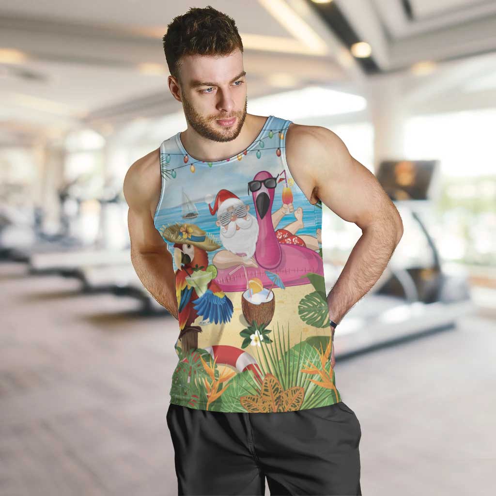 Have Yourself A Beachy Little Christmas Men Tank Top with Santa Chilling - Wonder Print Shop