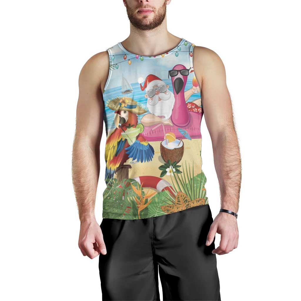 Have Yourself A Beachy Little Christmas Men Tank Top with Santa Chilling - Wonder Print Shop