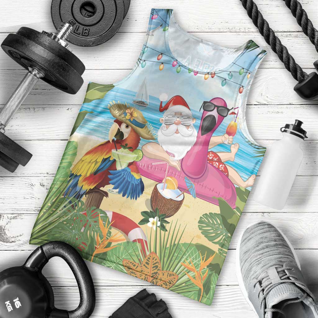 Have Yourself A Beachy Little Christmas Men Tank Top with Santa Chilling - Wonder Print Shop