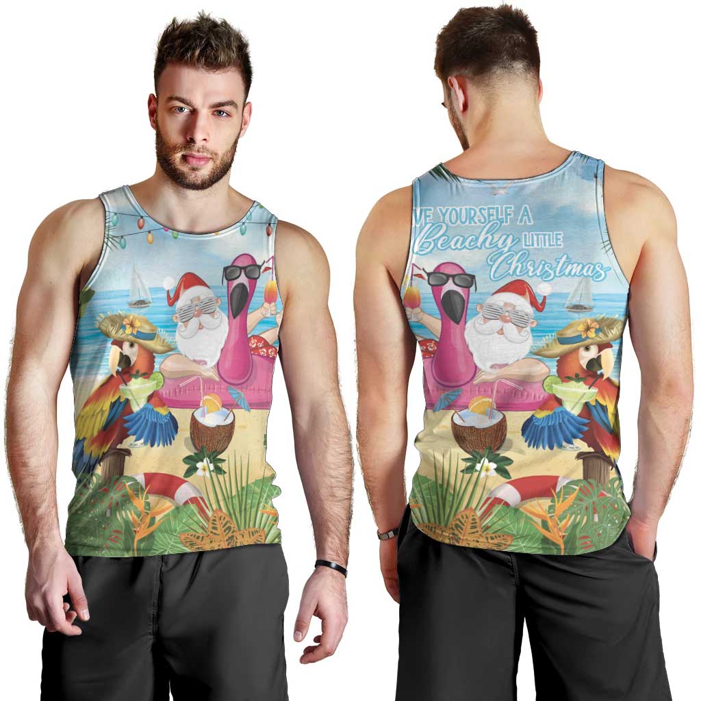 Have Yourself A Beachy Little Christmas Men Tank Top with Santa Chilling - Wonder Print Shop