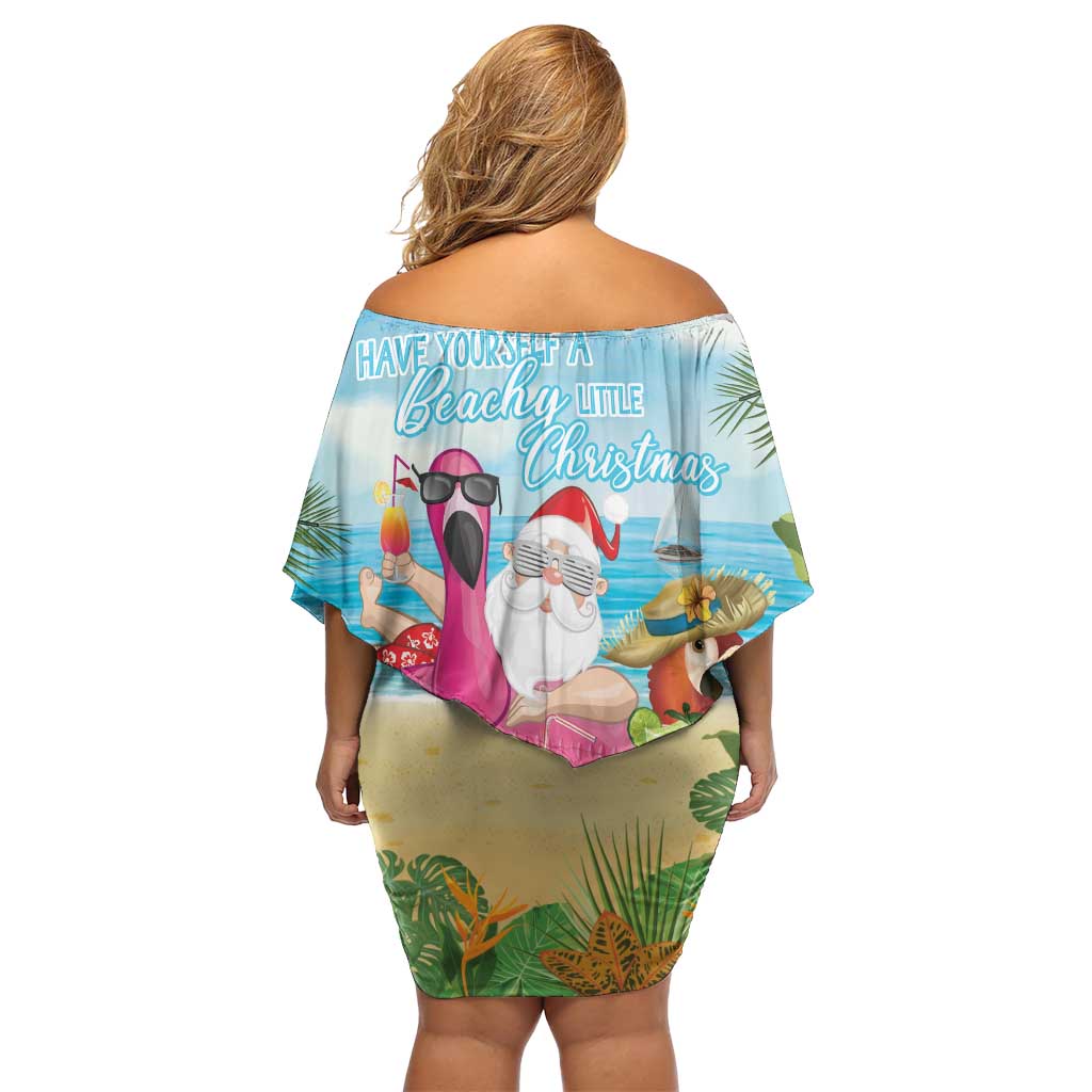 Have Yourself A Beachy Little Christmas Off Shoulder Short Dress with Santa Chilling - Wonder Print Shop