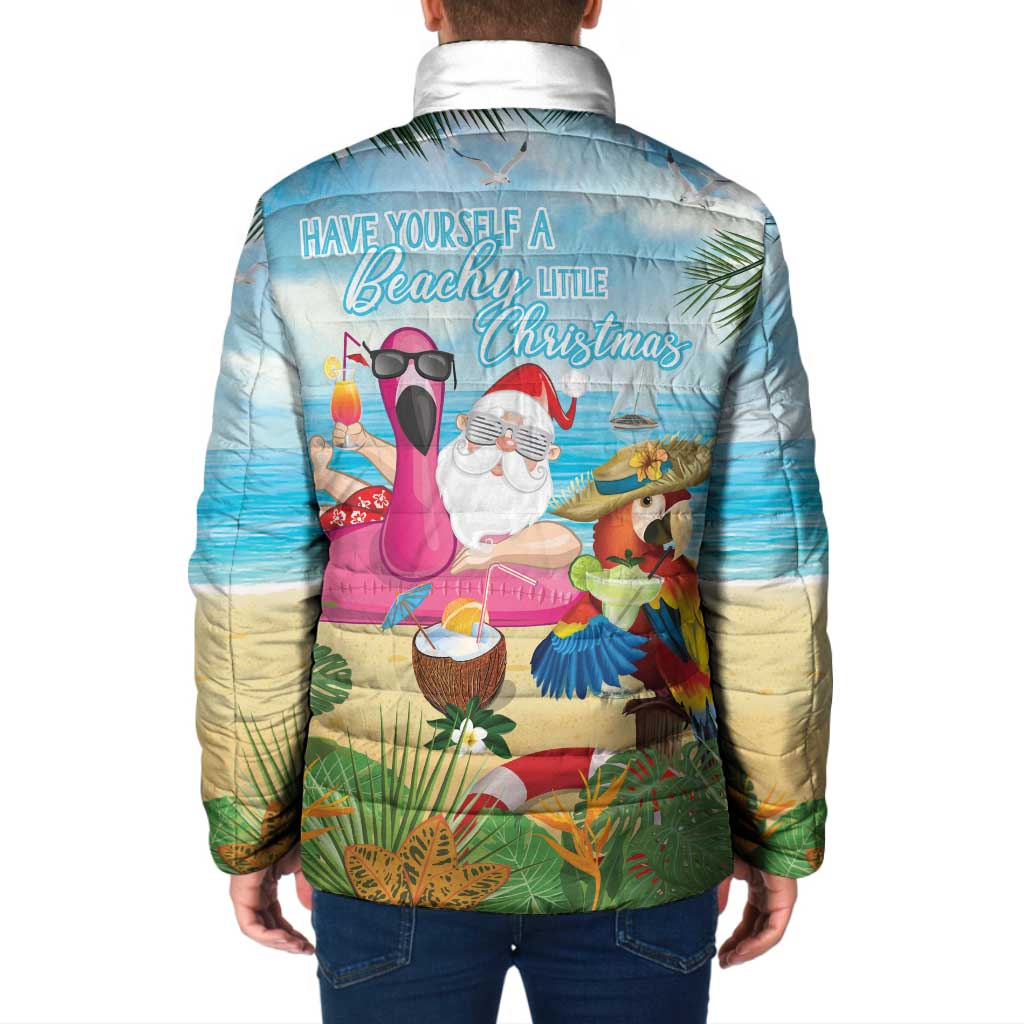 Have Yourself A Beachy Little Christmas Padded Jacket with Santa Chilling - Wonder Print Shop