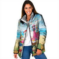 Have Yourself A Beachy Little Christmas Padded Jacket with Santa Chilling - Wonder Print Shop