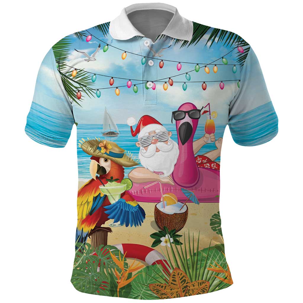 Have Yourself A Beachy Little Christmas Polo Shirt with Santa Chilling - Wonder Print Shop