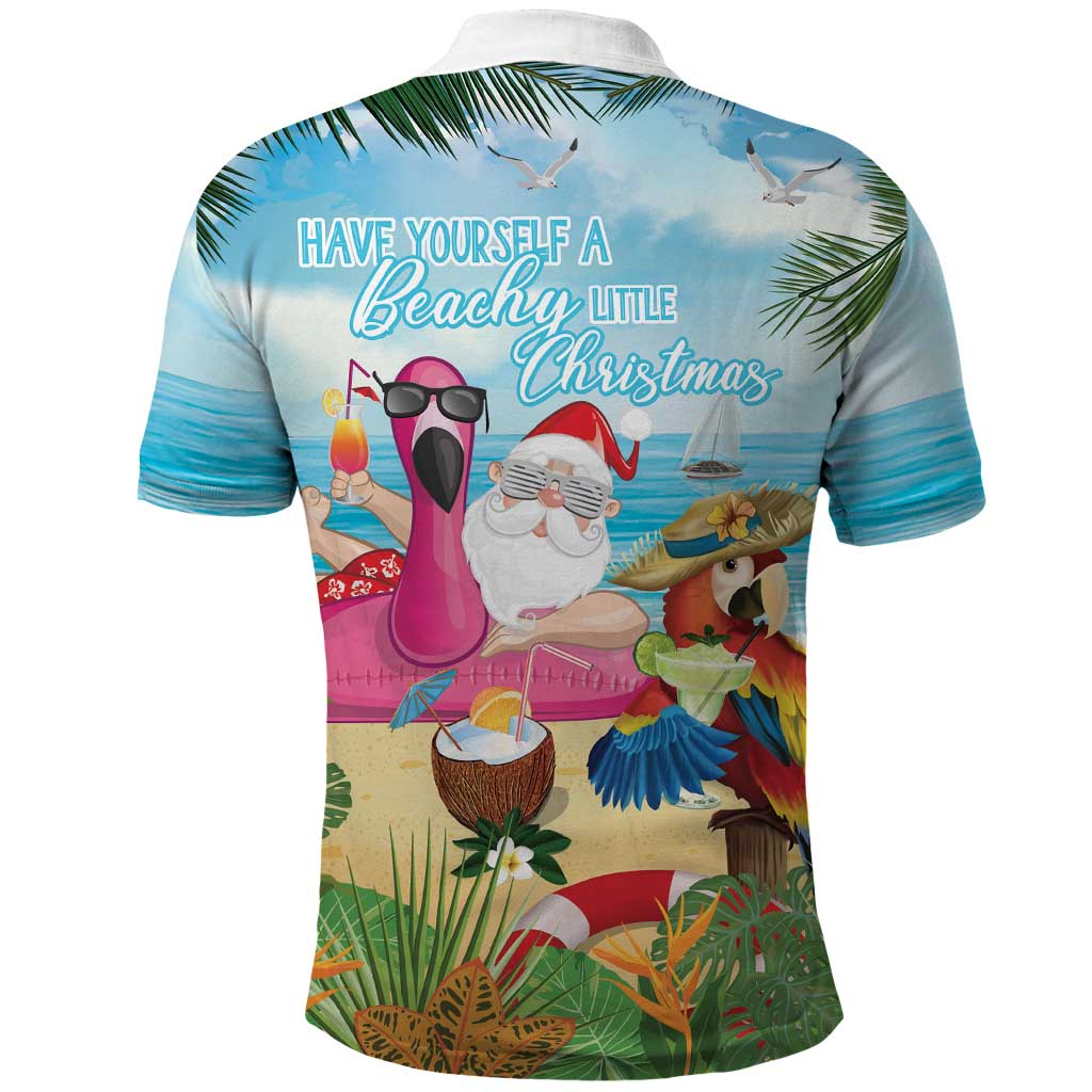 Have Yourself A Beachy Little Christmas Polo Shirt with Santa Chilling - Wonder Print Shop
