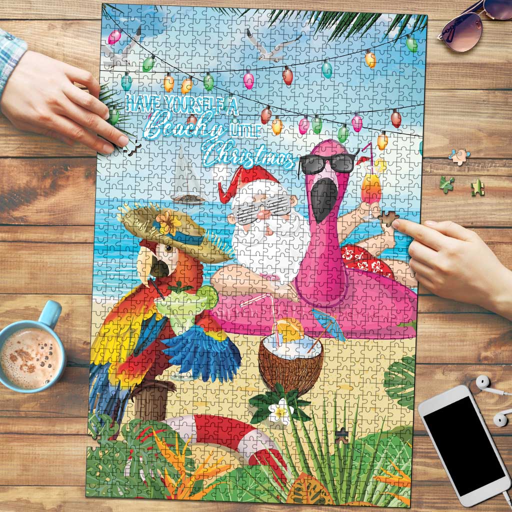 Have Yourself A Beachy Little Christmas Puzzle with Santa Chilling - Wonder Print Shop