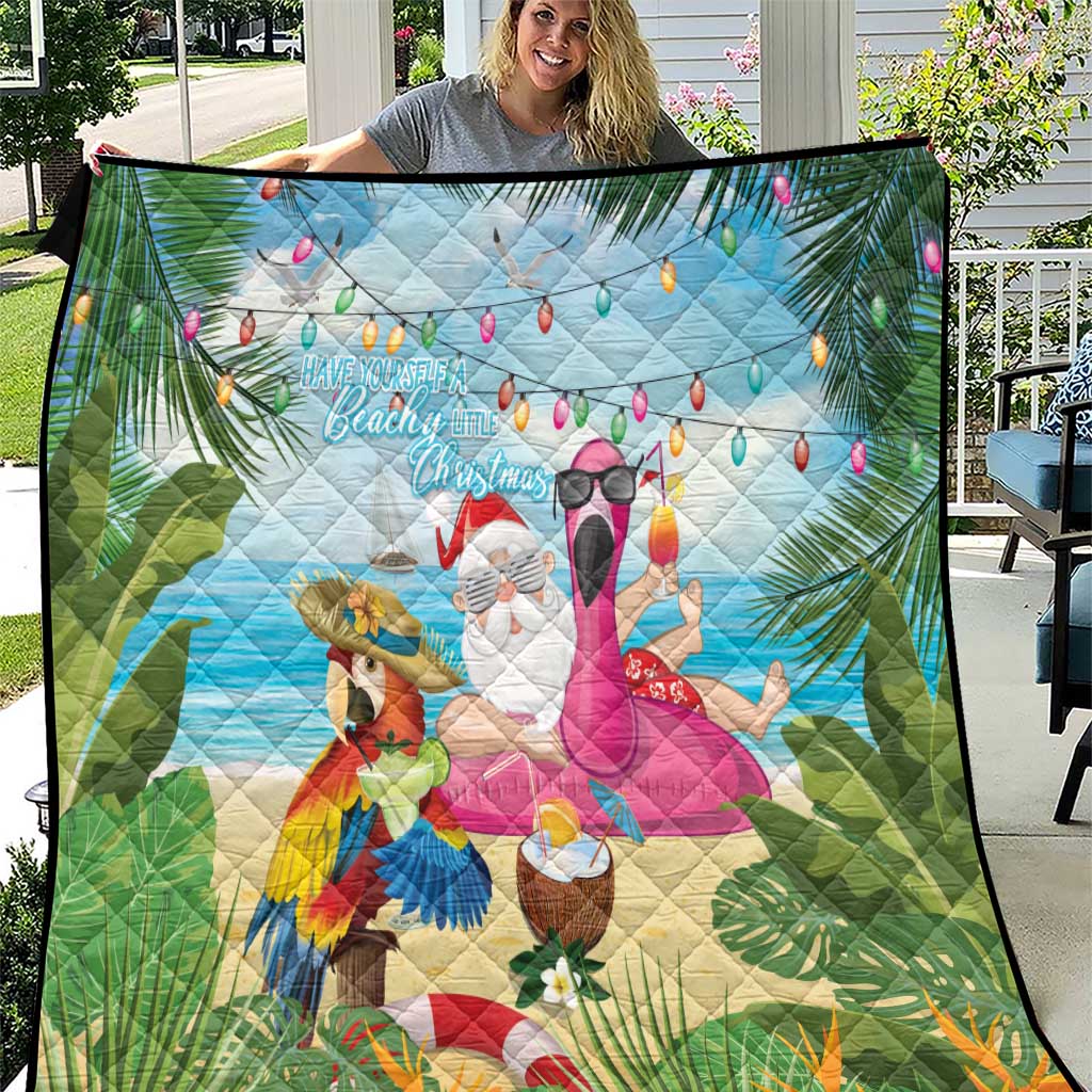 Have Yourself A Beachy Little Christmas Quilt with Santa Chilling - Wonder Print Shop