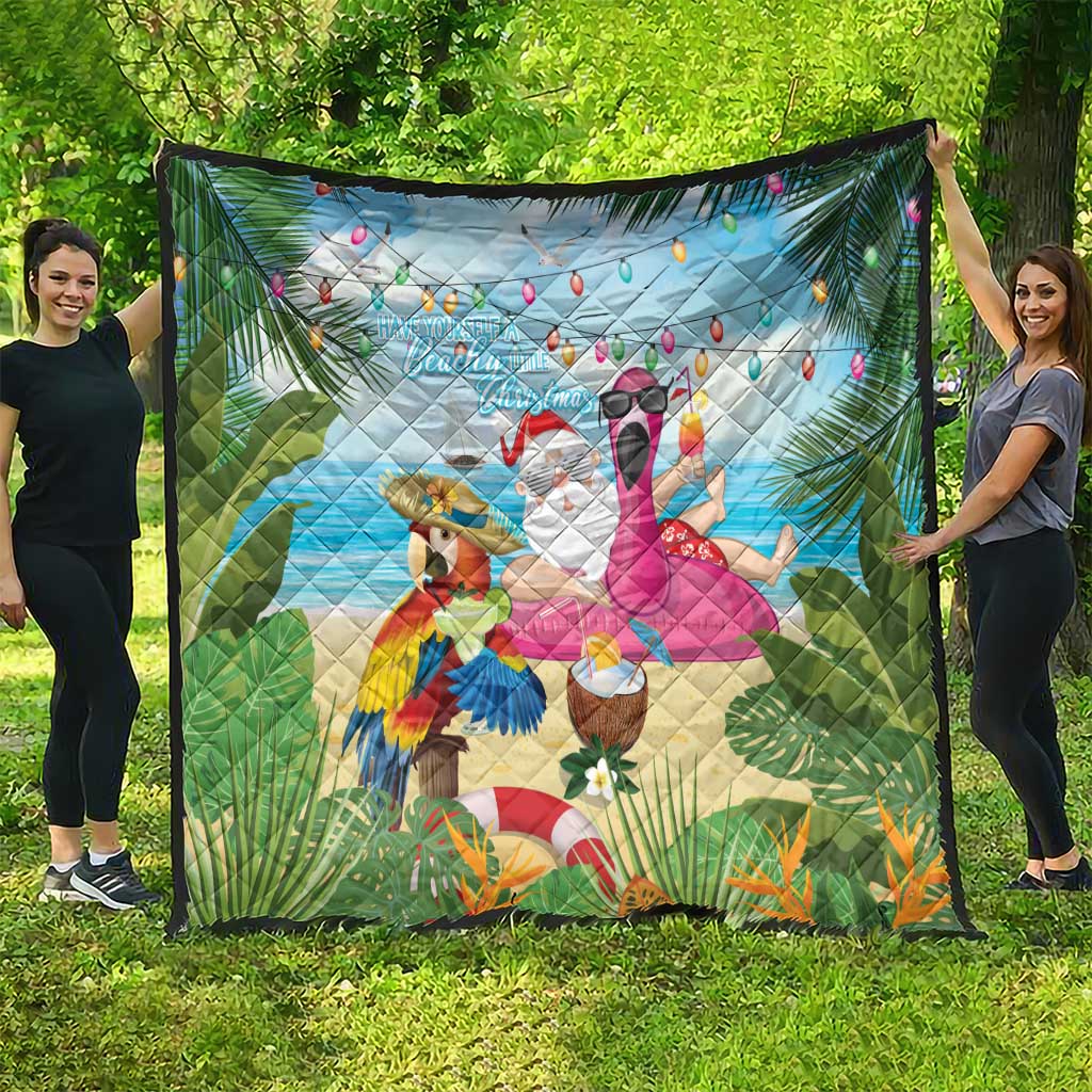 Have Yourself A Beachy Little Christmas Quilt with Santa Chilling - Wonder Print Shop