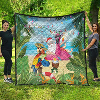 Have Yourself A Beachy Little Christmas Quilt with Santa Chilling - Wonder Print Shop