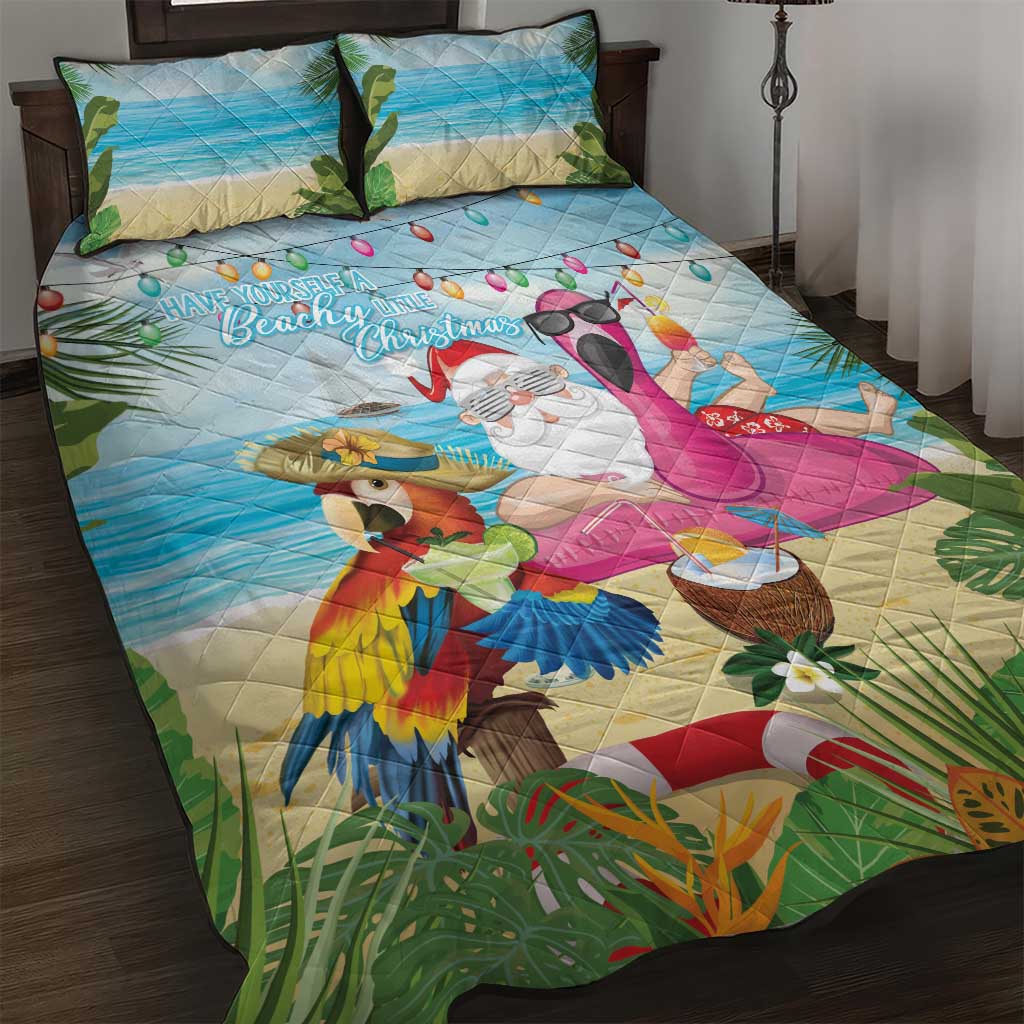 Have Yourself A Beachy Little Christmas Quilt Bed Set with Santa Chilling - Wonder Print Shop