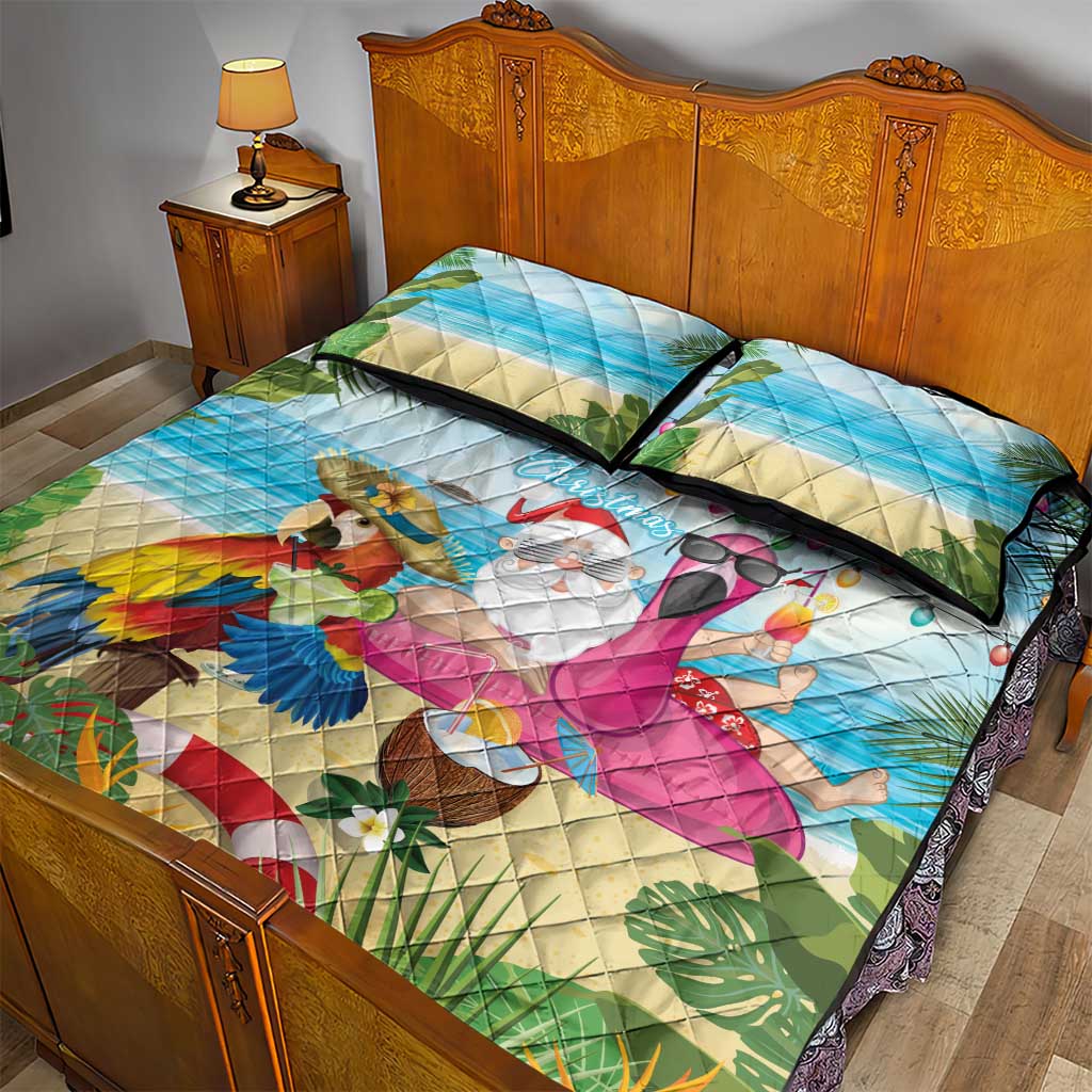 Have Yourself A Beachy Little Christmas Quilt Bed Set with Santa Chilling - Wonder Print Shop