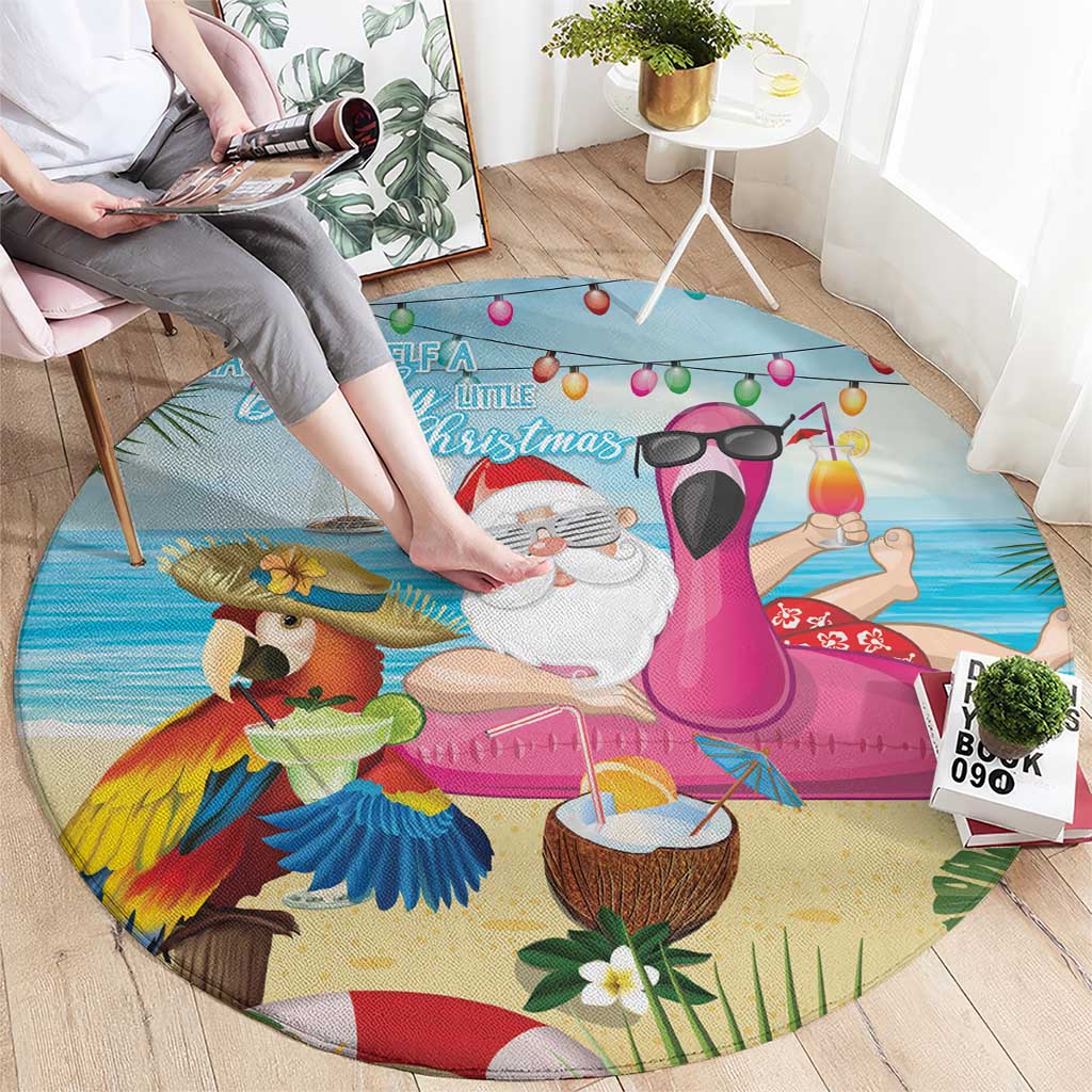 Have Yourself A Beachy Little Christmas Round Carpet with Santa Chilling - Wonder Print Shop