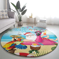 Have Yourself A Beachy Little Christmas Round Carpet with Santa Chilling - Wonder Print Shop