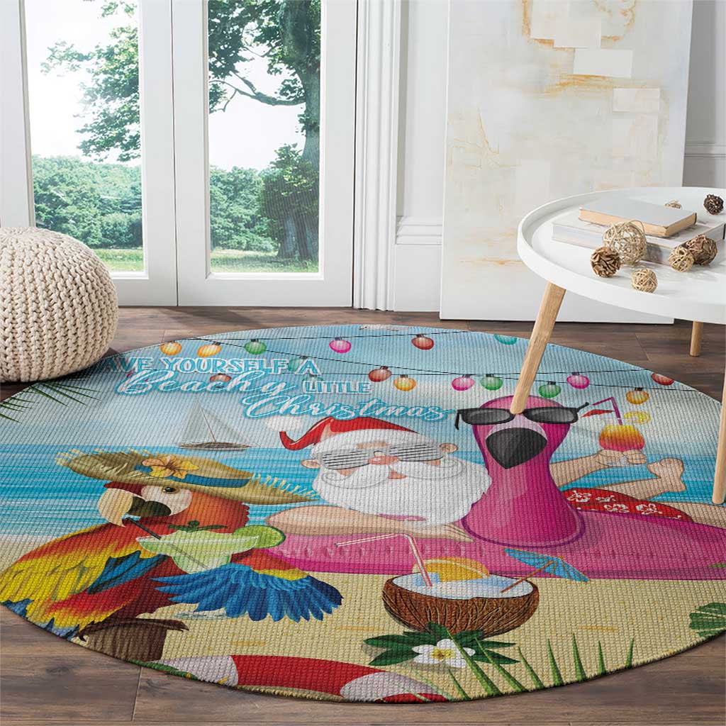 Have Yourself A Beachy Little Christmas Round Carpet with Santa Chilling - Wonder Print Shop
