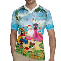 Have Yourself A Beachy Little Christmas Rugby Jersey with Santa Chilling - Wonder Print Shop