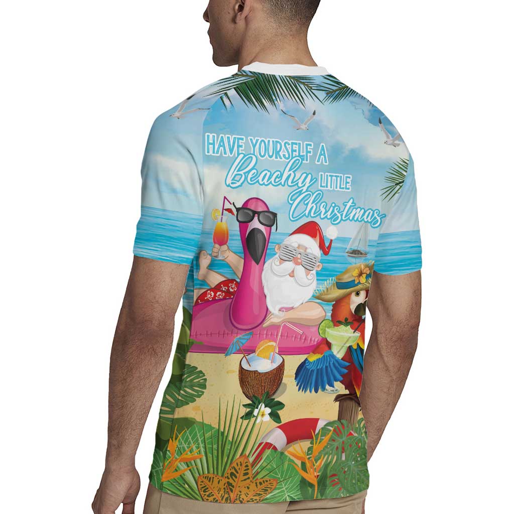 Have Yourself A Beachy Little Christmas Rugby Jersey with Santa Chilling - Wonder Print Shop