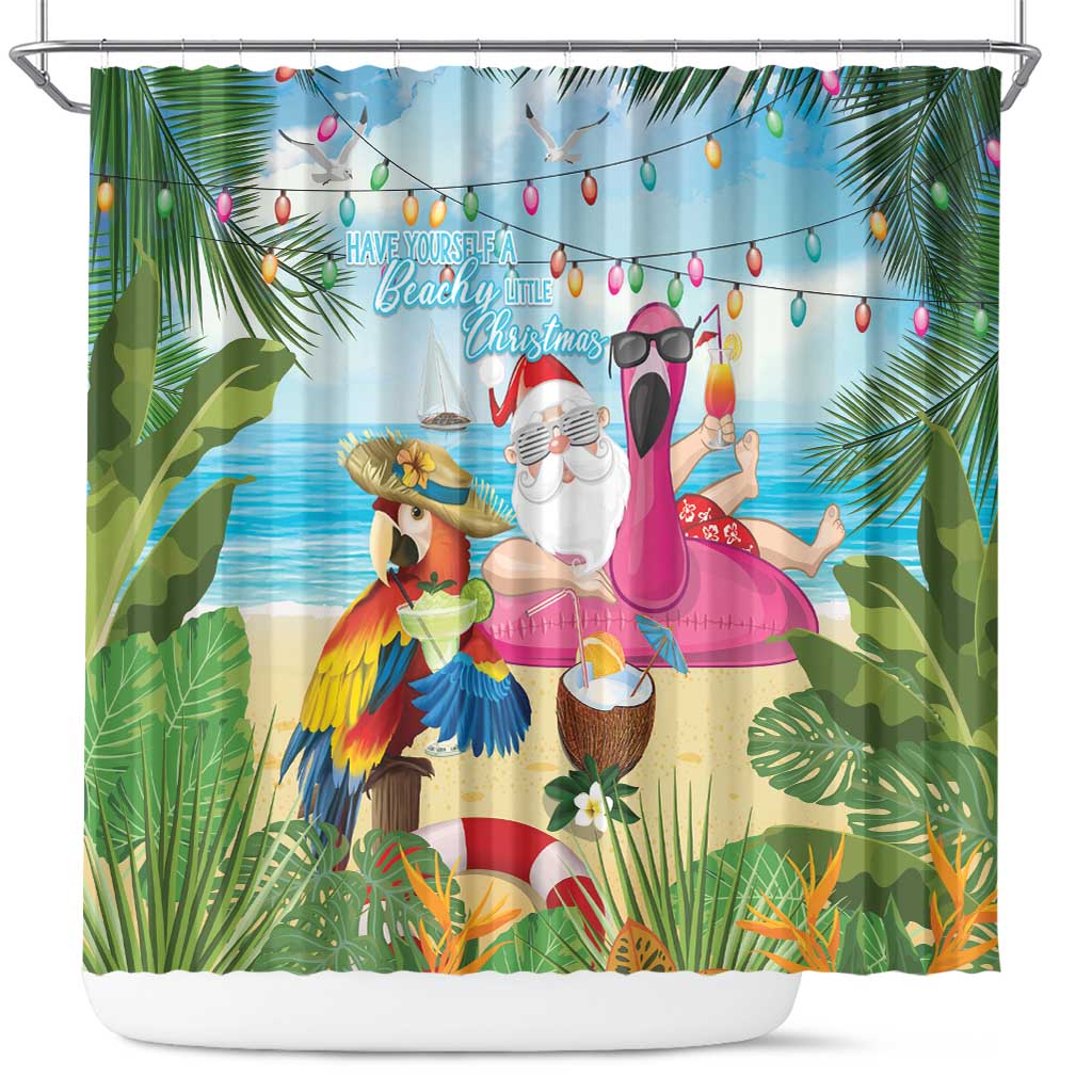 Have Yourself A Beachy Little Christmas Shower Curtain with Santa Chilling - Wonder Print Shop