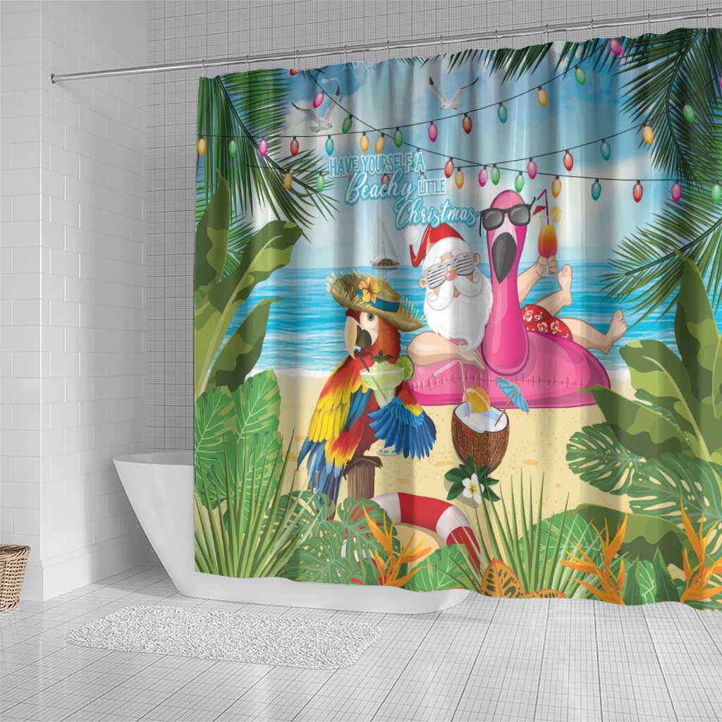 Have Yourself A Beachy Little Christmas Shower Curtain with Santa Chilling - Wonder Print Shop