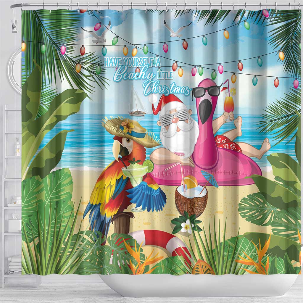 Have Yourself A Beachy Little Christmas Shower Curtain with Santa Chilling - Wonder Print Shop