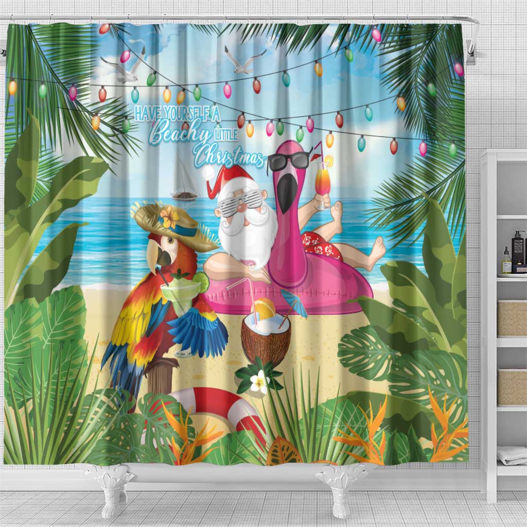 Have Yourself A Beachy Little Christmas Shower Curtain with Santa Chilling - Wonder Print Shop