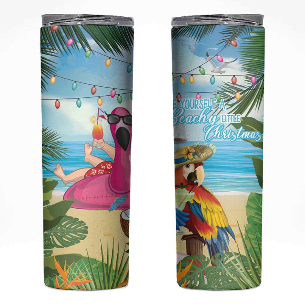 Have Yourself A Beachy Little Christmas Skinny Tumbler with Santa Chilling - Wonder Print Shop