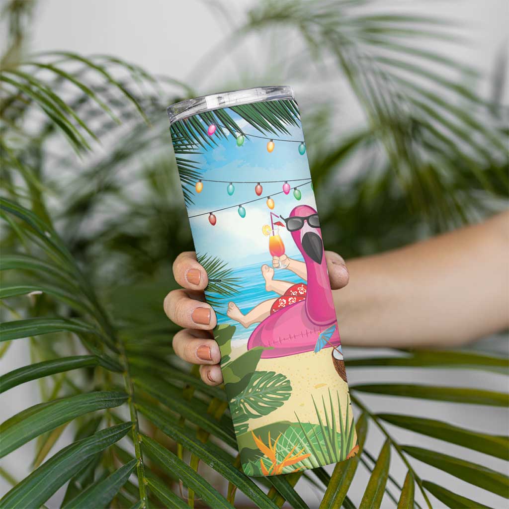 Have Yourself A Beachy Little Christmas Skinny Tumbler with Santa Chilling - Wonder Print Shop
