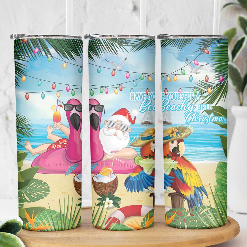 Have Yourself A Beachy Little Christmas Skinny Tumbler with Santa Chilling - Wonder Print Shop
