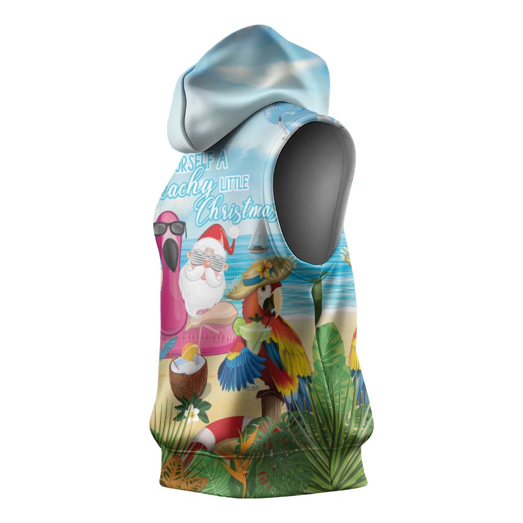 Have Yourself A Beachy Little Christmas Sleeveless Hoodie with Santa Chilling - Wonder Print Shop