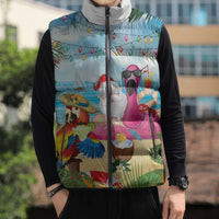Have Yourself A Beachy Little Christmas Sleeveless Puffer Jacket with Santa Chilling - Wonder Print Shop