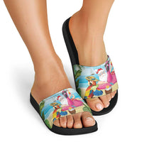 Have Yourself A Beachy Little Christmas Slide Sandals with Santa Chilling - Wonder Print Shop