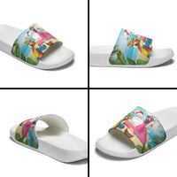 Have Yourself A Beachy Little Christmas Slide Sandals with Santa Chilling - Wonder Print Shop