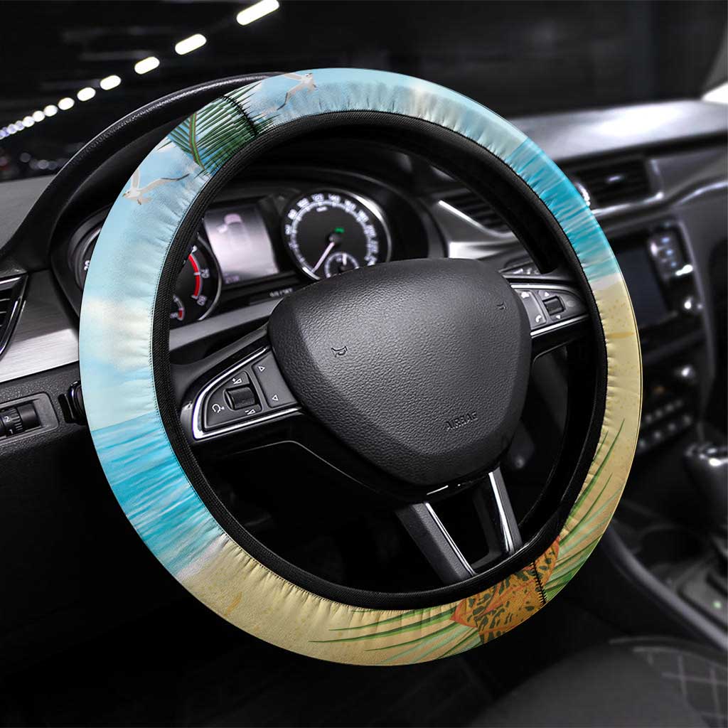 Have Yourself A Beachy Little Christmas Steering Wheel Cover with Santa Chilling - Wonder Print Shop