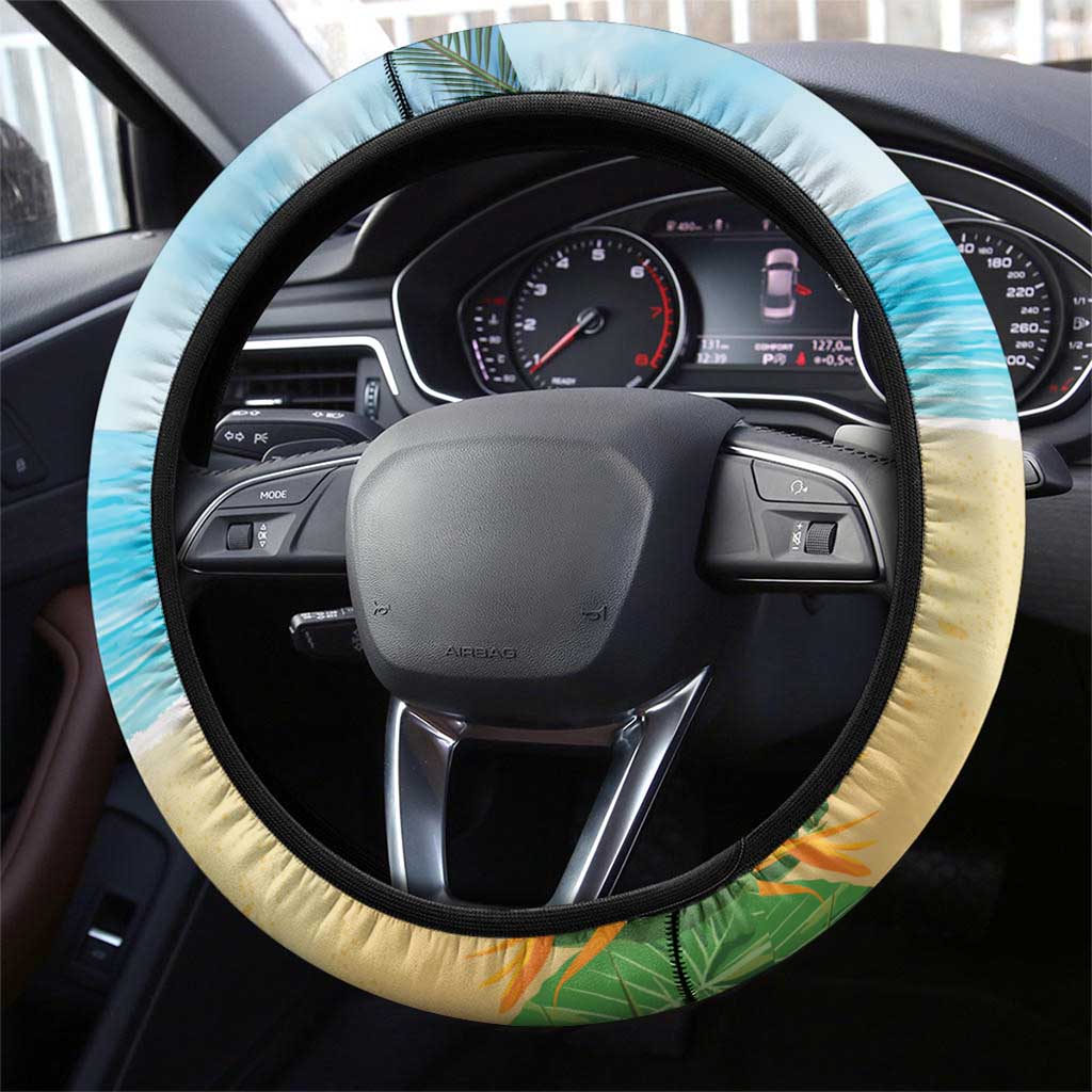 Have Yourself A Beachy Little Christmas Steering Wheel Cover with Santa Chilling - Wonder Print Shop