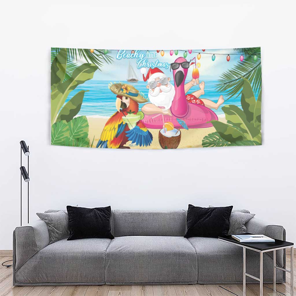 Have Yourself A Beachy Little Christmas Tapestry with Santa Chilling - Wonder Print Shop